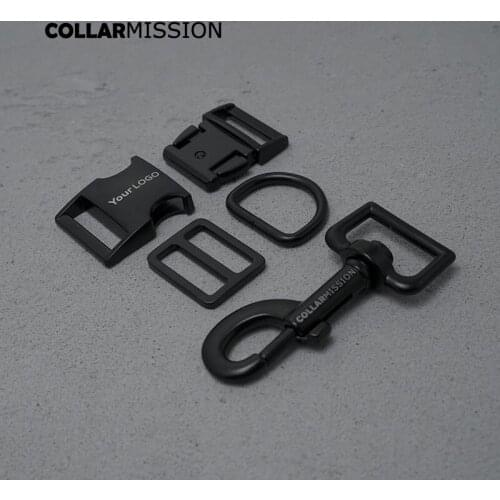 Metal buckle+Tri-Glid+D ring+metal dog clasp/set)Retailing 25mm engraved buckle for dog collar high quality DIY parts black