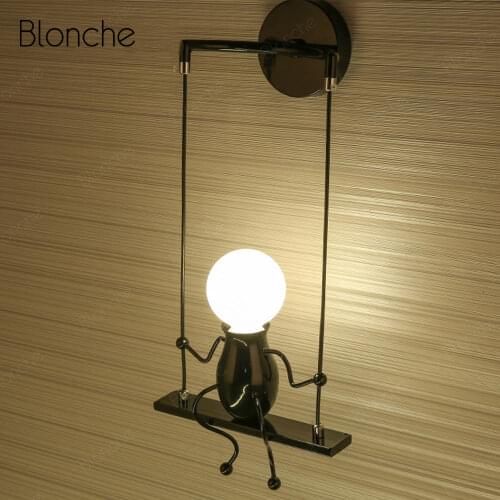 Cartoon Human Shape Wall Lights Modern Nordic Wall Lamp Indoor Home Decor Sconce Bedroom Bedside Lamp Stairs Led Light Fixtures