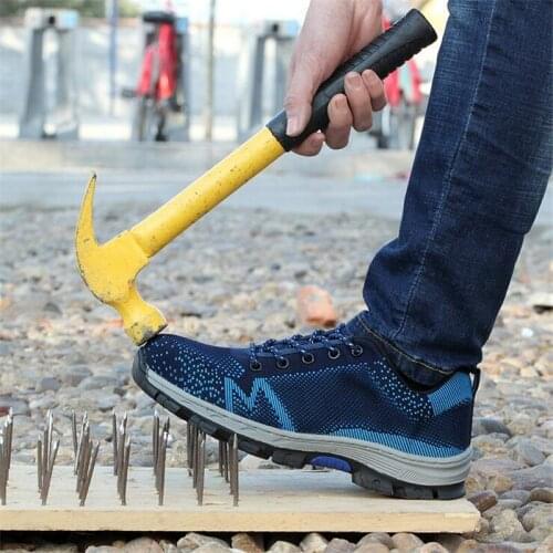 Mens Summer Breathable Steel Toe Cap Work Safety Shoes Men Outdoor Anti-slip Steel Puncture Proof Construction Safety Boots