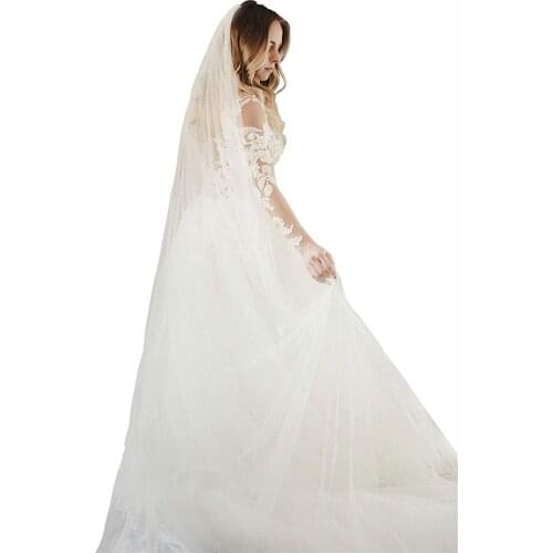 New Arrival Flare Wedding Veil Bridal Cathedral Veil 1 Tier Cut Edge with Comb