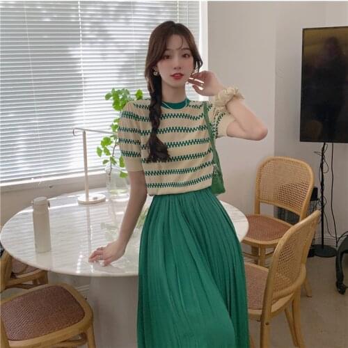 2021 Limited Rushed Room 206244 On 3 Row 7 】 The Film Web Celebrity Figure Round Collar Stripe Short Sleeve T-shirt [2000] 29