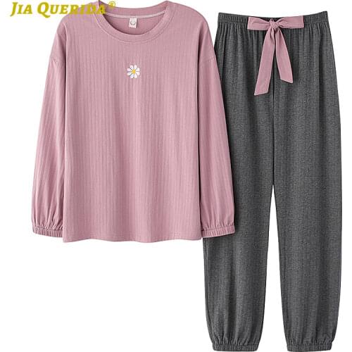 Pajamas for Woman Soft Woman Clothes Crew Neck Long Sleeve Long Pants Sleepwear Fashion Style Casual Style Pajamas Set Pj Set