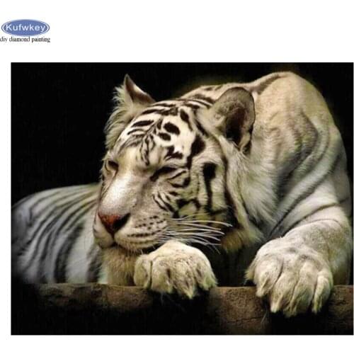 Full Drill Square 5D Diamond Painting Black And White Art Tiger Cross Stitch Diamond Embroidery Mosaic Wall Stickers Home Decor