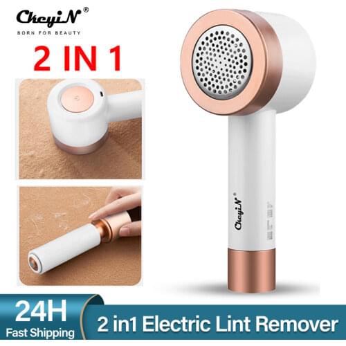Portable 2 in1 Electric Lint Remover Sticky Roller USB Rechargeable Clothes Sweater Fabric Shaver Pill Remover Hair Ball Cutter