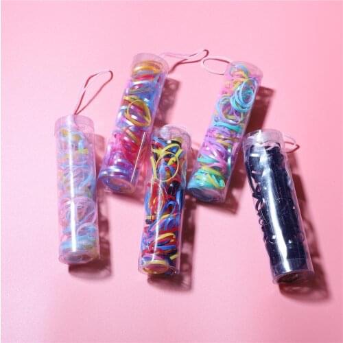 1 Barrel/bag Candy Colors Disposable Headband Hair Rope Children Safe Elastic Hair Bands Ponytail Holder Hair Accessories