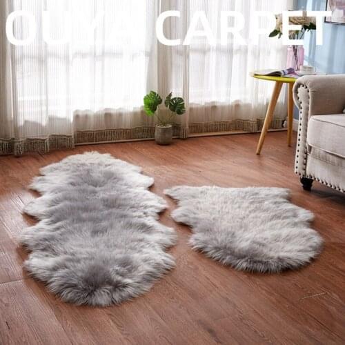 Living Room Fluffy Area Rug Faux Fur Carpet Rug for Room Floor Bedroom Sheepskin 6cm Pile for Home Deco