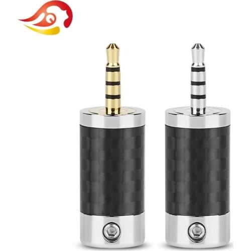 QYFANG Rhodium Plated Copper 2.5mm 4 Poles Stereo Carbon Fiber Earphone Plug Headphone Audio Jack Wire Connector Metal Adapter