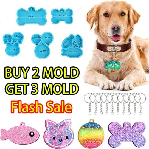 Resin Molds Dog Bone Shaped Mould Silicone DIY Mold Handmade Personalize Tag Pet ID Tag Mold Keychain Pendant Clay Mold 2 Size