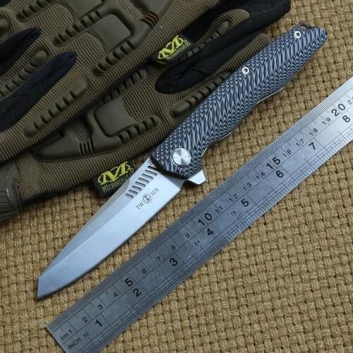 TWO SUN TS16 D2 blade Flipper ball brearing Tactical folding knife G10 handle camping Pocket knives outdoor Survival EDC tools