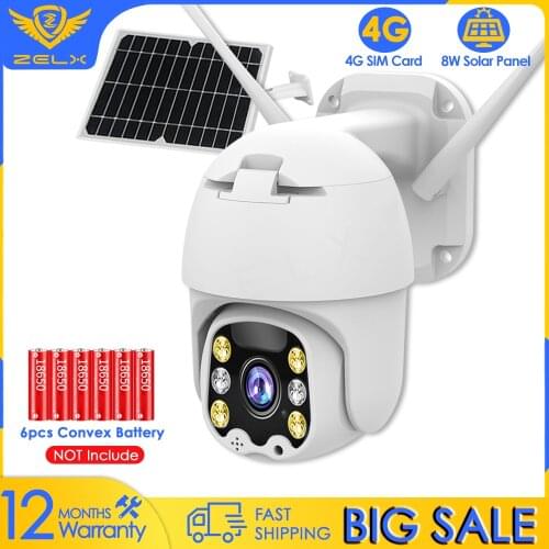Solar IP Camera WIFI 4G SIM Card Video Surveillance Camera Two Way Audio Color Night Vision Motion Detection PTZ Security Camera
