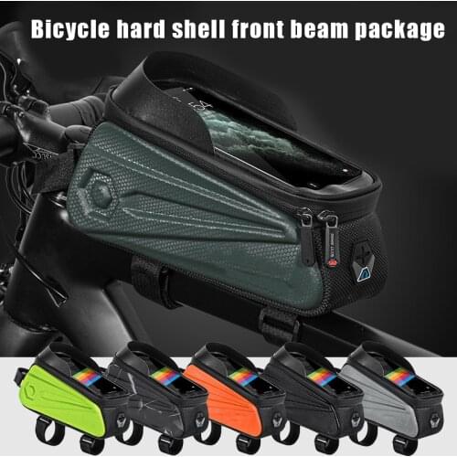 Bike Handlebar Bag Phone Pouch with Earphone Jack Waterproof Touch Screen Phone Holder EVA Cycling Storage Bag MC889