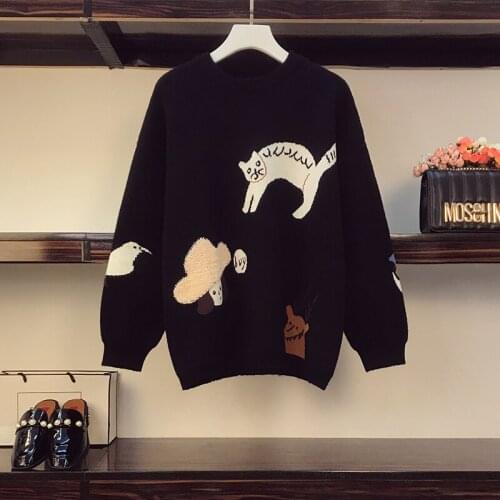 Sweet Korean version autumn and winter sweet pullover sweater women loose long sleeved sweater student base coat cotton jacket