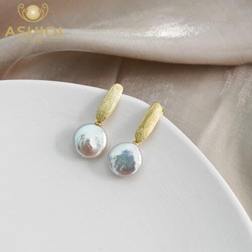 ASHIQI Natural freshwater pearl 925 sterling silver Korean earrings temperament jewelry for women