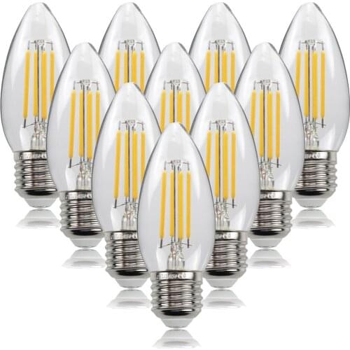 TIANFAN 10-Pack Led Bulbs Candle Light Bulb C35 4W 6W 110V 220V E26 E27 Edison Screw Base 2700K Warm White