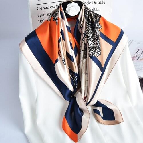 100% Silk Women Scarf 88*88cm Printed Square Silk Bandana Kerchief Real Silk Neckerchief Ladys Elegant Neck Scarves Fine Silk