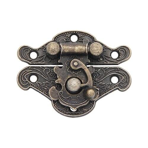 4pcs Antique Bronze Hasp Latch Jewelry Wooden Box Lock Mini Cabinet Buckle Case Locks Decorative Handle 3 size
