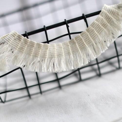 5Meters/lot 4cm Good Quality Beige Pleated Fringe Lace Tassel Trim Sofa Curtain Tassel Sewing Material Accessories X271