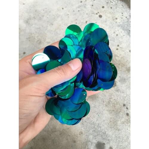 500g Large Round Sequins 20mm PVC Flat Paillette For Belly Dance Garments With 1 Side Hole Black Green Confetti Spangles