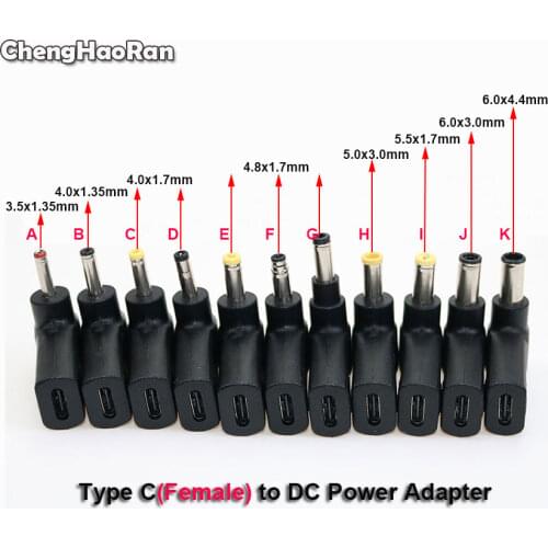 Laptop Power Adapter Connector DC Plug USB Type C Female to 3.5x1.35 4.0/5.5x1.7 Male Jack Converter For Lenovo Asus Notebook