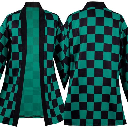 Anime Demon Slayer Kamado Tanjirou Cosplay Costumes Halloween Carnival Suit with Earrings