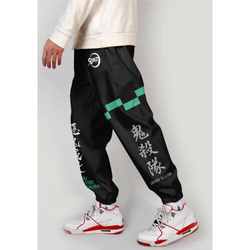 3D Anime Japanese Cargo Pants Harajuku Streetwear Demon Slayer: Kimetsu No Yaiba Elastic Waist Harem Hip Hop Joggers Pants