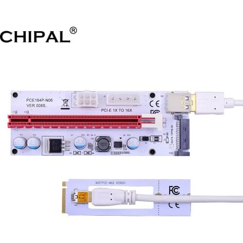 CHIPAL Riser White 008S NGFF M.2 PCIE PCI-E 1X 2X 4X 8X 16X USB 3.0 Adapter Card 60cm Data Cable with SATA 6Pin 4Pin Power