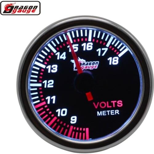 Dragon gauge 52mm Universal White blacklight Motor Auto Car Volt Gauge 8-18V Voltage Meter Free Shipping