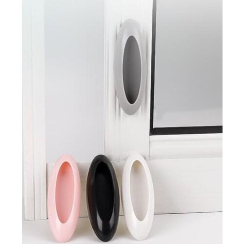 Door Handle 2pcs Free Punching Glass Window Paste Cabinet Closet Labor-saving Balcony Push-pull Sliding Door Small Handle Gray