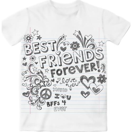 REAL American US SIZE Best Friends Forever Sublimation Printing Plus Size 3XL 4XL 5XL 6XL Top T-Shirt