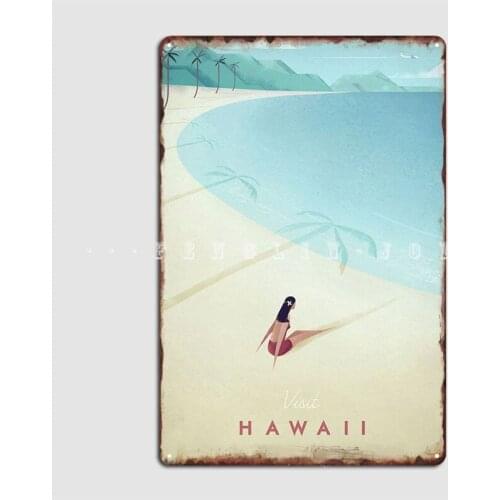Hawaii Poster Metal Plaque Mural Painting Pub Garage Retro Pub Tin Sign Poster