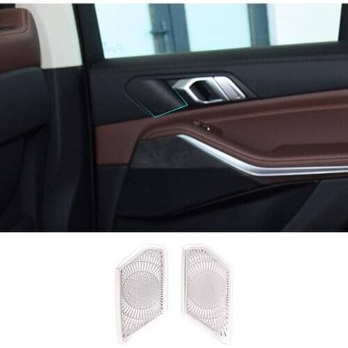 Car Interior Aluminum Alloy Rear Door Handle Speaker Cover Trim Accessories For BMW X5 X7 G05 G07 2019 2020