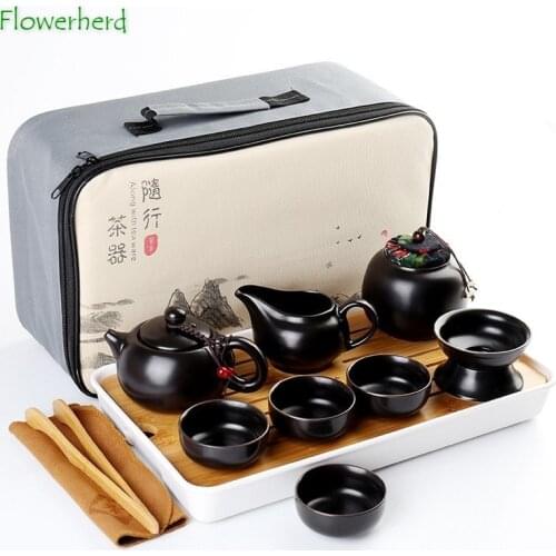 Ceramic Porcelain Kung Fu Tea Set Teaware Tea Pot and Cup Set Travel Tea Set One Pot Four Cup Outdoor Car Portable