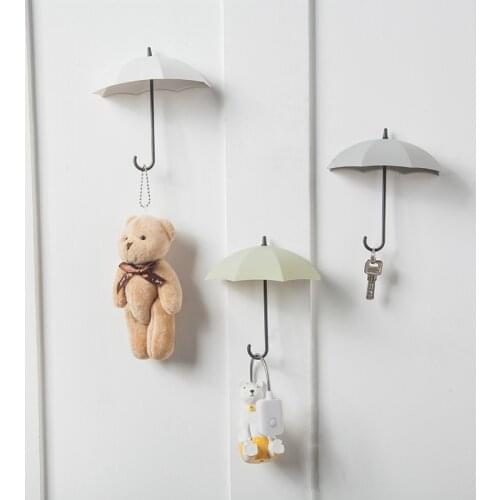 Creative Small Umbrella Hook Creative Beautiful Hook Key Umbrella Clothes Strong Bathroom Viscose Decorative Hooks 3pcs