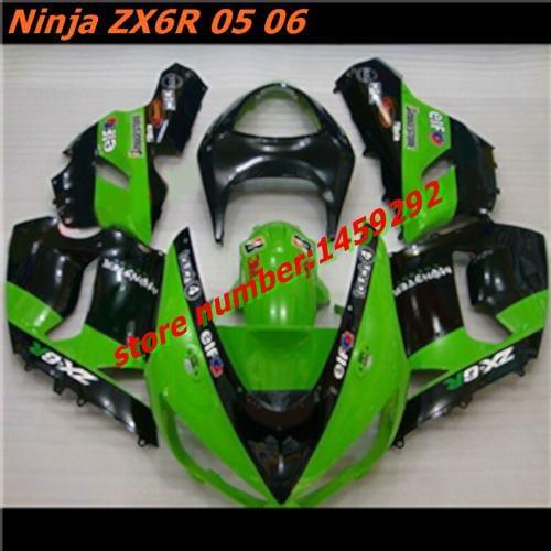 Nn Best-selling green black Fairing For KAWASAKI Ninja Injection mold ZX6R 05 06 ZX-6R 636 05-06 ZX 6R 2005 2006 6R 05 06 body
