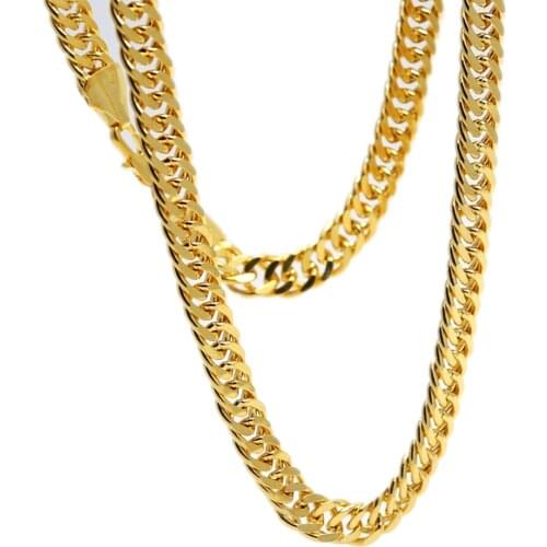 Massive Mens Jewlery Yellow Gold Filled Double Curb Chain Necklace 60cm Long