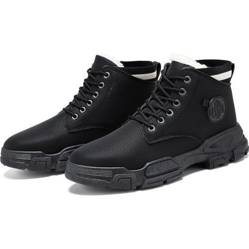 Men Boots Mens Winter Shoes Fashion Snow Boots Shoes Plus Size Winter Sneakers Ankle Men Shoes Winter Boots Black Blue Footwear
