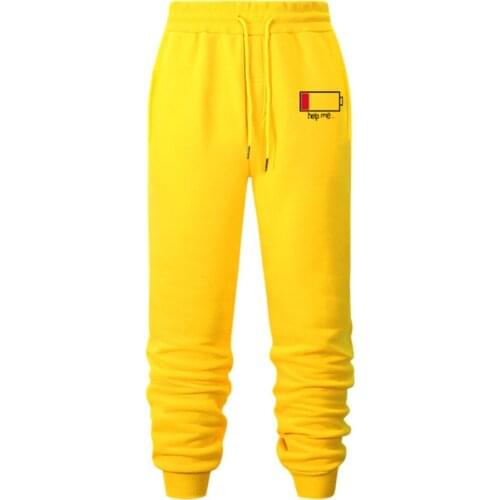 Low Battery Help Me Autumn Winter Mens Sports Pants For Casual Sweatpants Hip Hop Pants Streetwear Trousers Men Cashmere Joggers