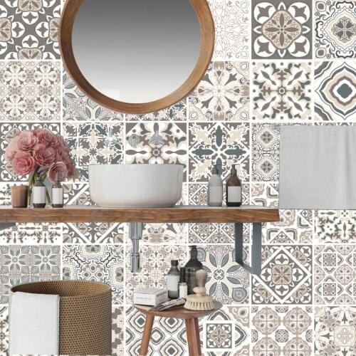 Arabic Retro Strip Tiles Wall Sticker Bathroom Kitchen Tables Decoration Wallpaper Peel & Stick Glossy Surface PVC Art Mural