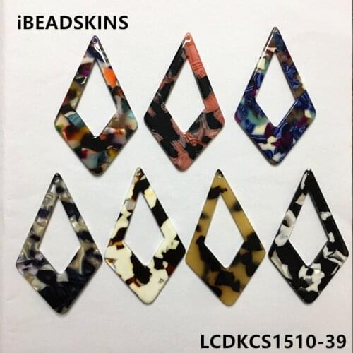 New arrival! 59x35mm 50pcs/lot acetic acid rhombus-shape charm beads for earring/Jewelry DIY(Design as shown)