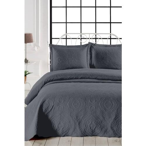 Authentic Anthracite Double Personality Microfiber Quilted Bedspread