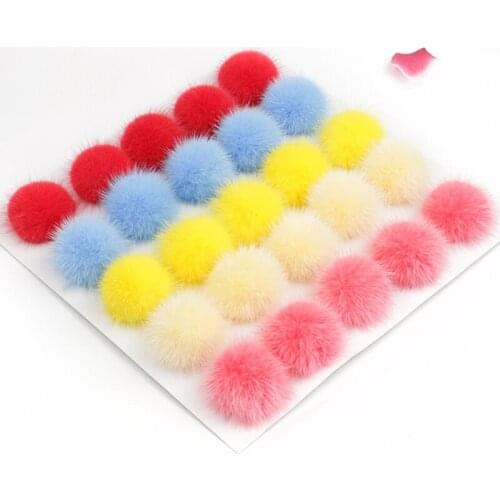64pcs Diy Pompon 3.5cm Imitation Mink Pompoms Fur Balls For Keychain Scarf Shoes Hats Fluffy Pom Pom Diy Crafts Accessories