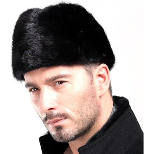 Mens whole mink fur hat fur casual presidential cap middle-aged and elderly people winter winter outdoor warm cotton hat