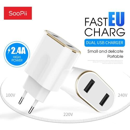 Soopii Mobile Phone EU / US Charger Plug Travel Wall Charger Adapter For iPhone iPad Samsung Xiaomi Phone Charger