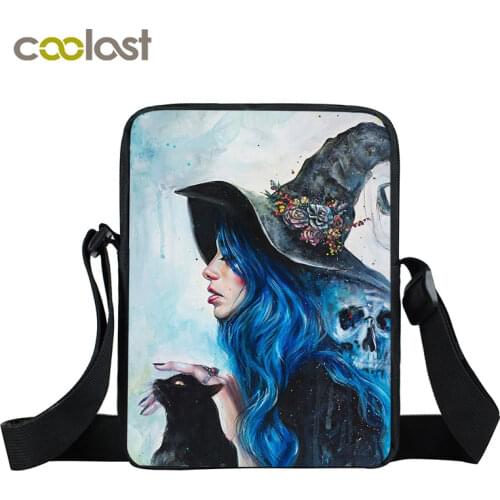 The Witch Hour Mini Messenger Bag Girls Satchel Black Cat Shoulder Bag Women Handbag Ladies Canvas Crossbody Bag for Travel