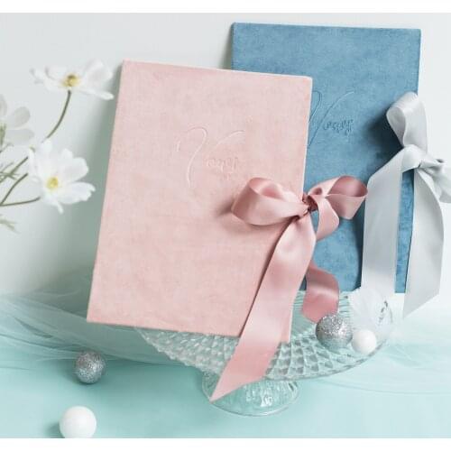 Wedding Favor Bride And Groom Oath Book A4 Velvet Cover With Bows Bridal Gift Romantic Declaration Of Love Vows Card Photo Prop