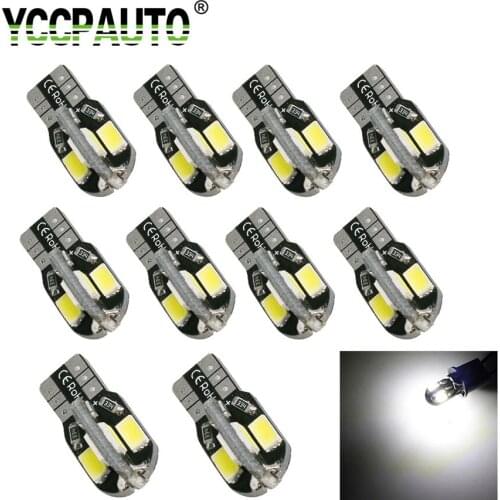 10Pcs T10 Led Car Interior Lighting W5W LED Canbus Lamp Error Free White 5730 8SMD LED Car Side Wedge Light 12V Car Styling