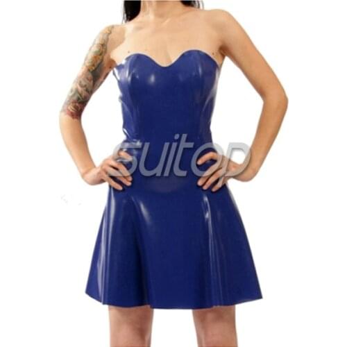 High quality sexy two tone latex dresses
