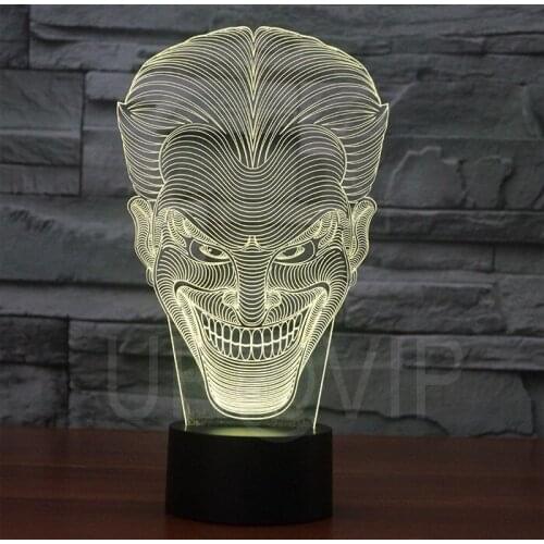 YJM-2832 Unique Design Fashional Light 3D Illusion led Table Lamp Night Light with joker shape