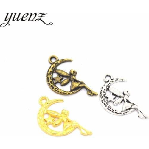 YuenZ 20pcs Tibetan Silver Bronze Moon Elf Charm Metal Charms Necklace Jewelry Diy Jewelry Findings Handmade Craft 25*15mm I203