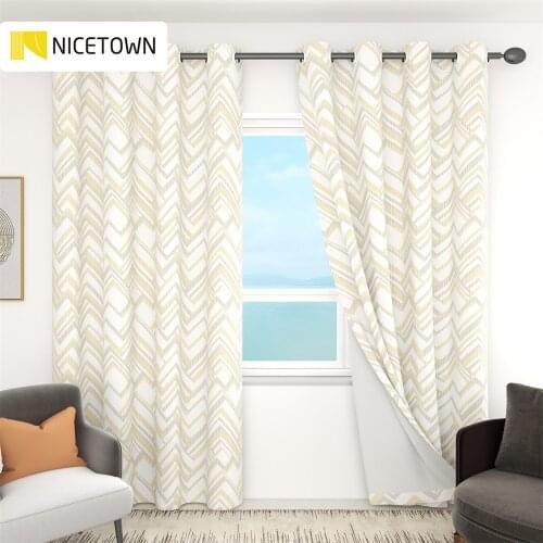 NICETOWN 1PC Blackout Curtains Simple Geometric Mosaic Living Room Modern Yellow Curtains Bedroom Curtains